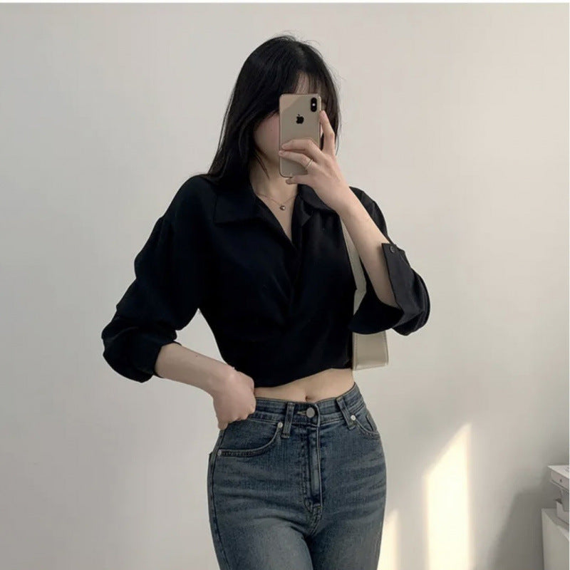 Blusa corta con lazo y abdomen al descubierto para mujer