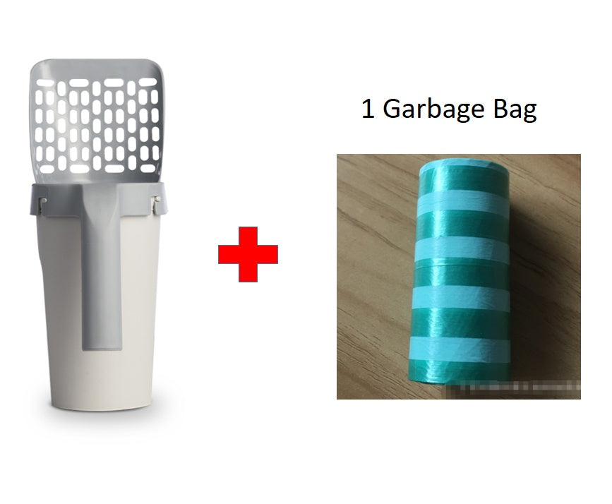 Denna integrerade spade för kattsand är designad för att göra rengöringen av kattlådan enklare och mer hygienisk.