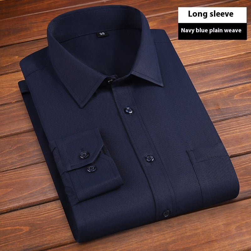 Camisa De Negocios Lisa De Hombre, Holgada Y Sin Planchado