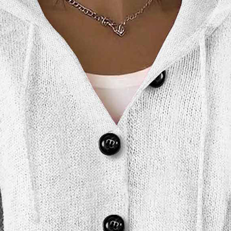 Cárdigan con capucha y botones para mujer, de manga larga y frente abierto, para otoño e invierno