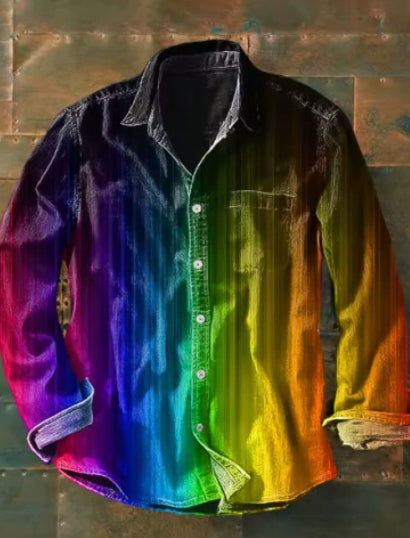 Nueva camisa retro de manga larga para hombre