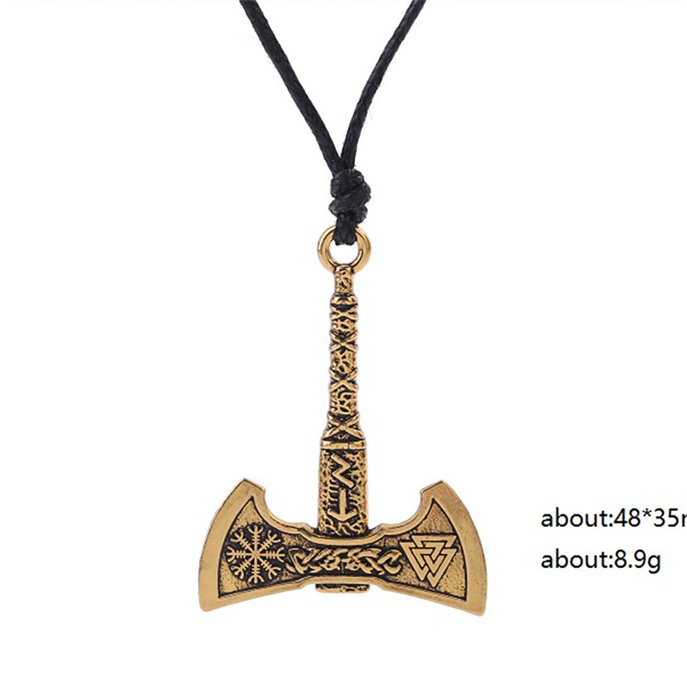 Retro Nordic Viking Odin Symbol Axe Pendant Men's Domineering Necklace