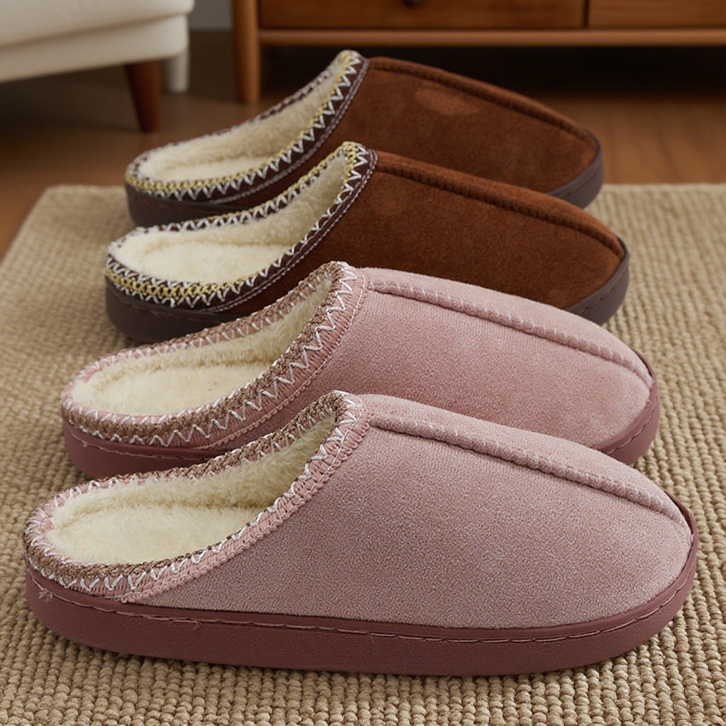 Zapatillas de algodón cálidas para mujer y pareja, de invierno, para interior, con suela gruesa