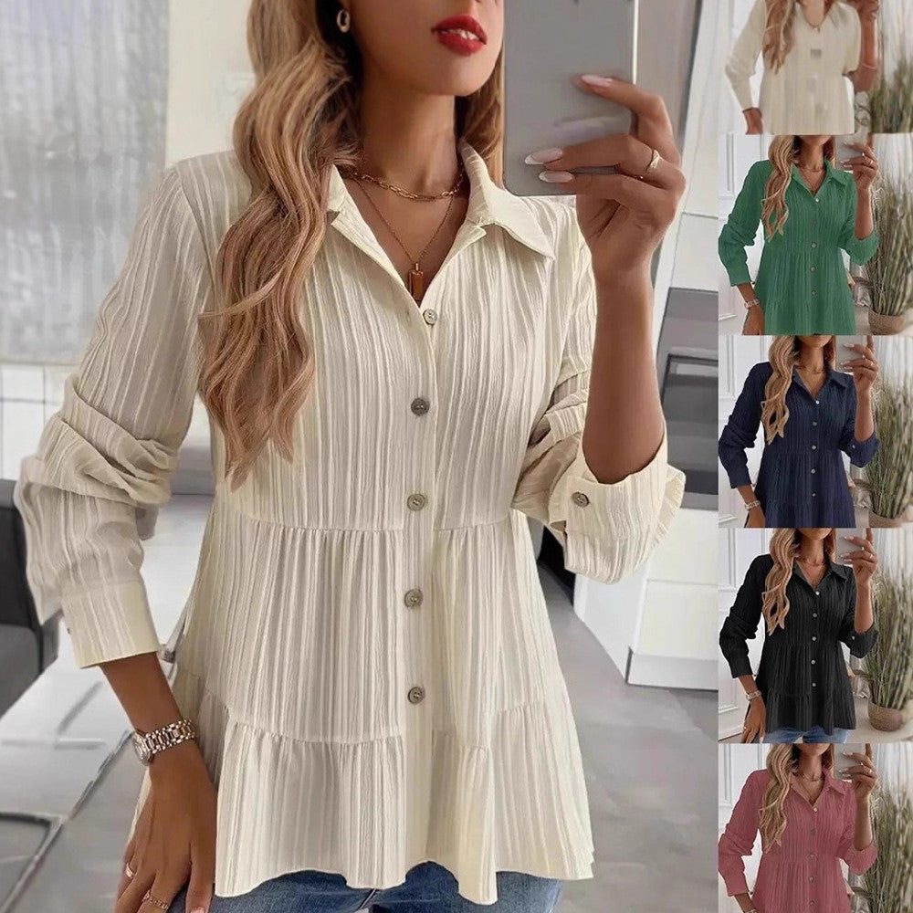 Camisa casual versátil de manga larga para mujer