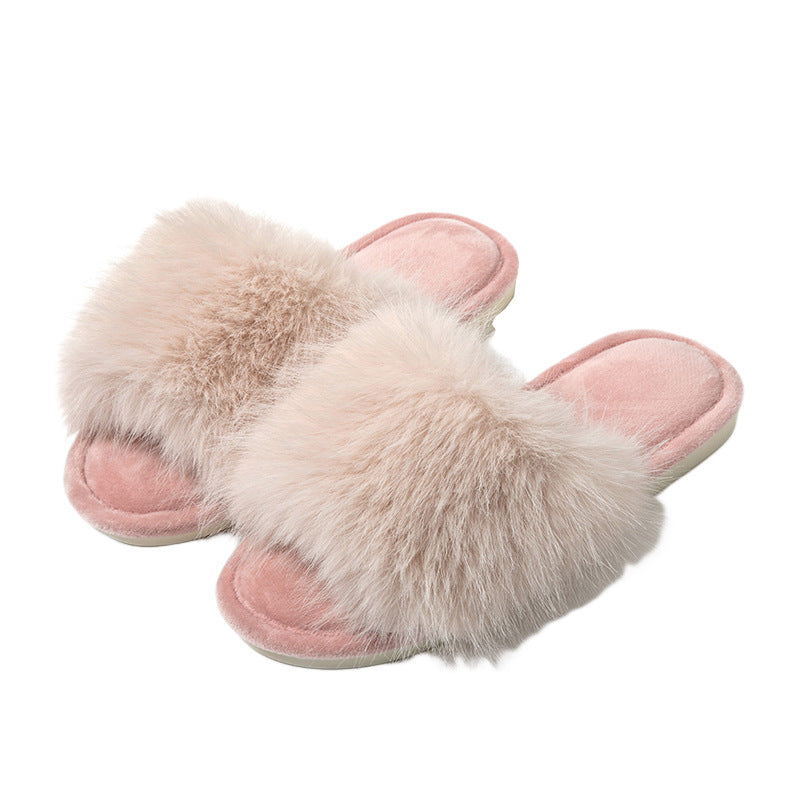 Pantuflas abiertas de algodón para mujer, afelpadas para casa