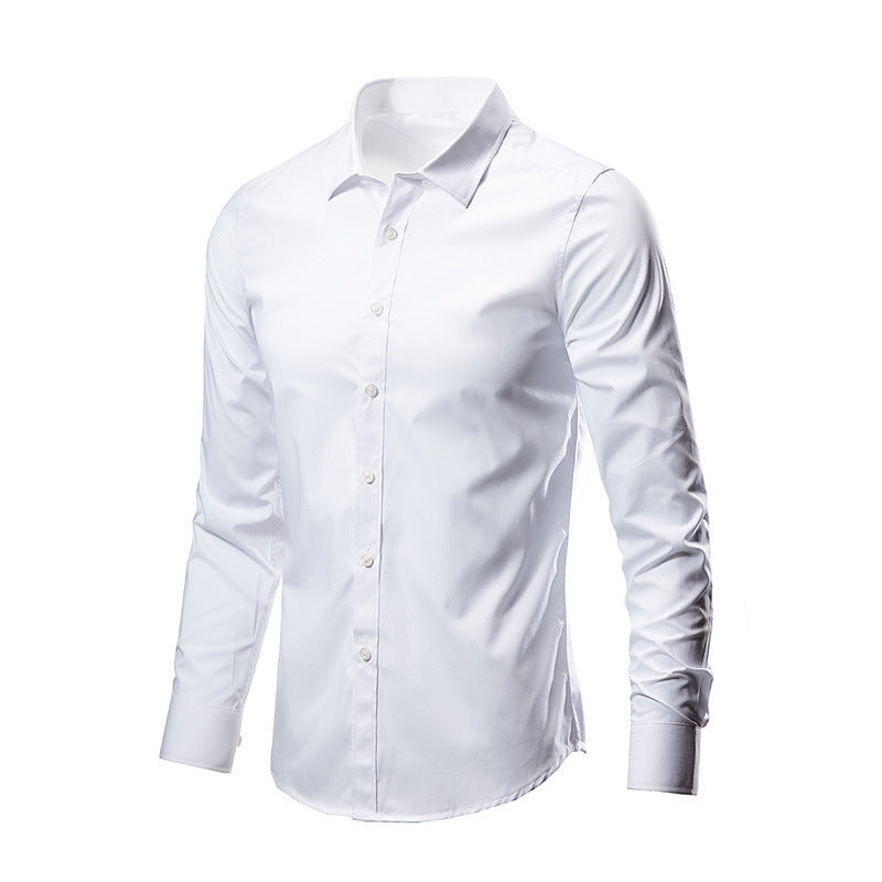 Camisa de traje casual versátil de color liso para hombre