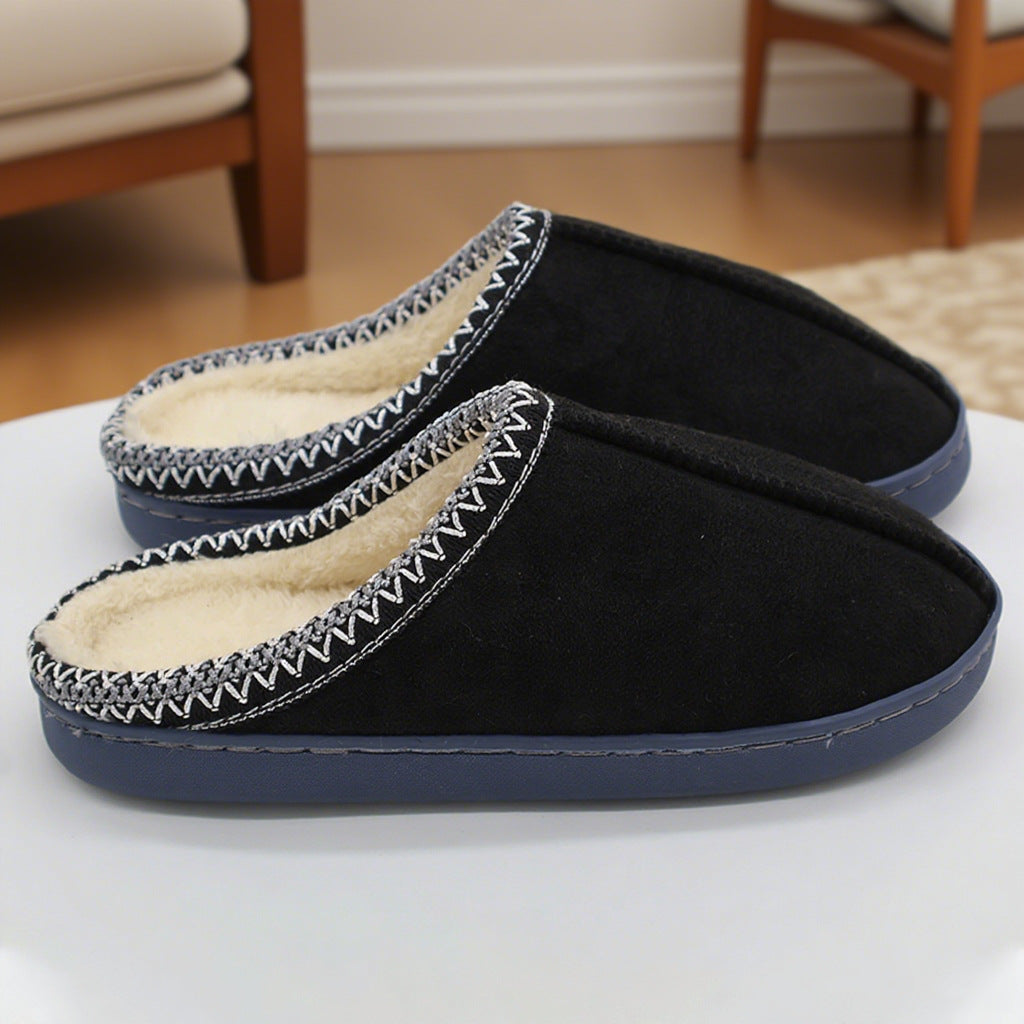 Zapatillas de algodón cálidas para mujer y pareja, de invierno, para interior, con suela gruesa