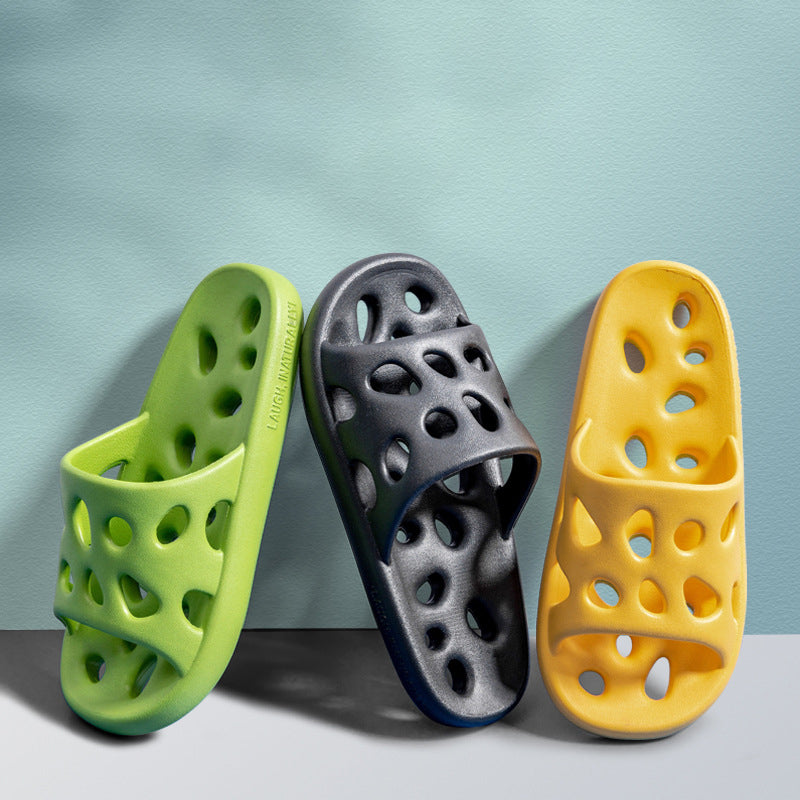 Sandalias de plástico huecas antideslizantes para interior, baño e inodoro, con drenaje de agua