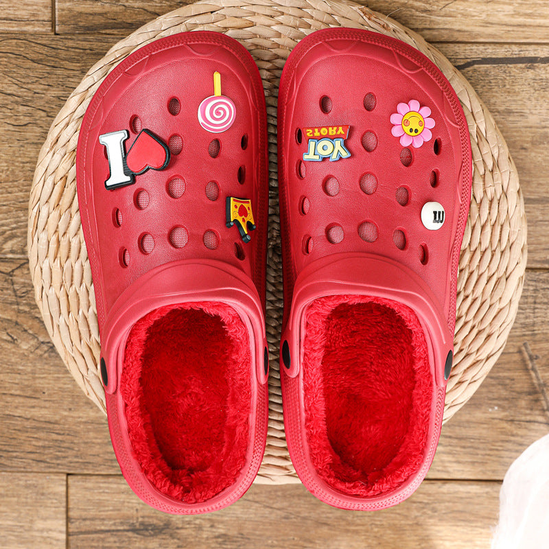 Zapatillas de algodón polar para mujer, cálidas y cómodas