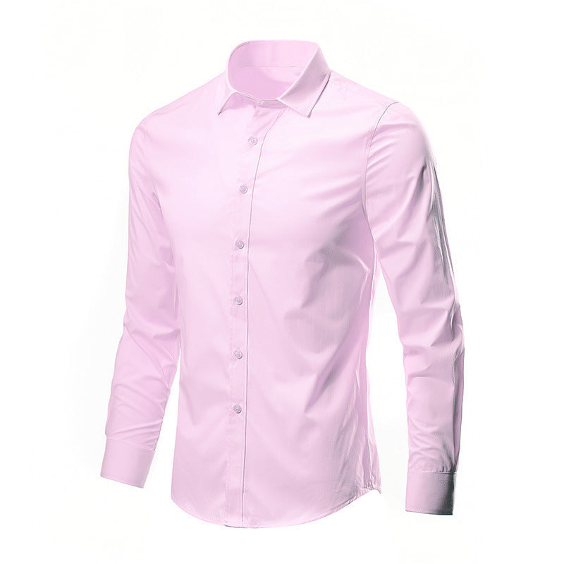 Camisa de traje casual versátil de color liso para hombre