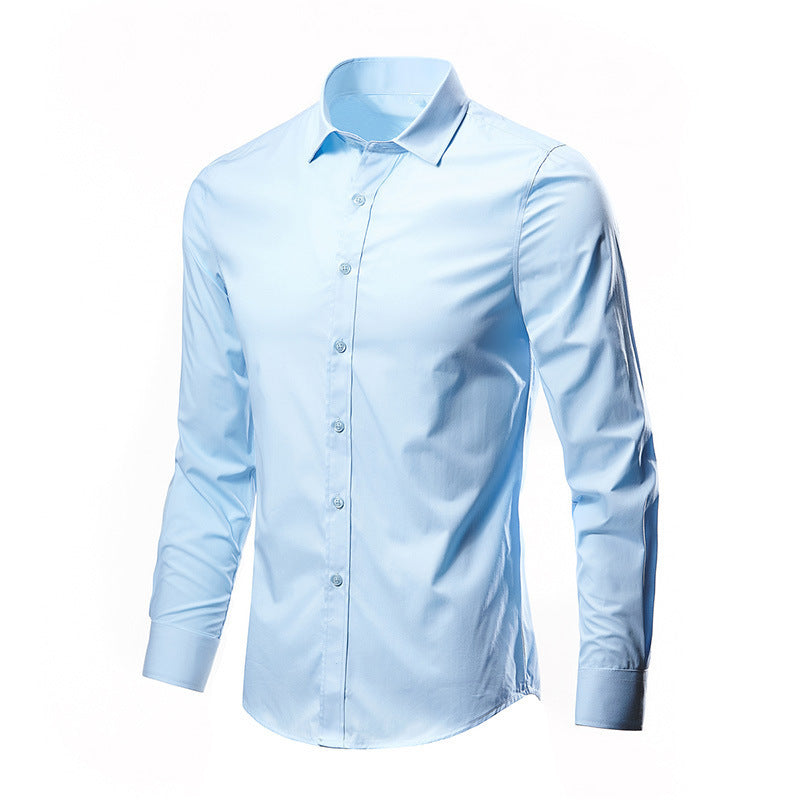 Camisa de traje casual versátil de color liso para hombre