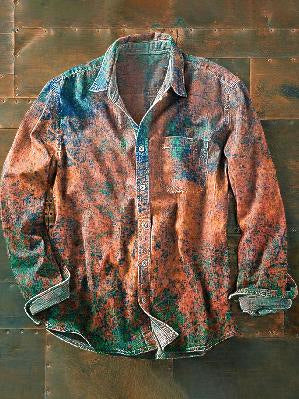 Nueva camisa retro de manga larga para hombre