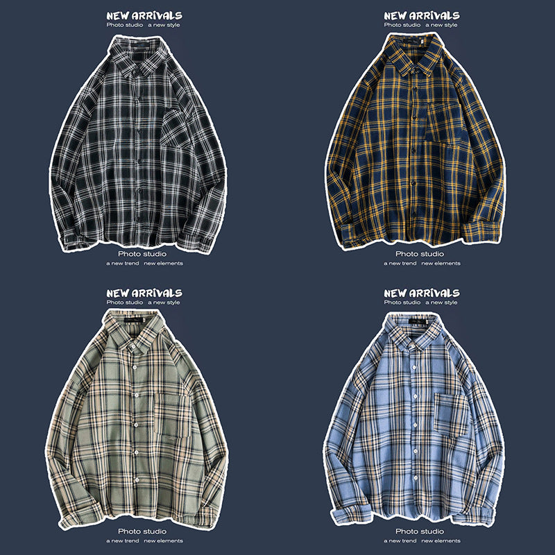 Abrigo retro de cuadros para hombre, holgado y de moda