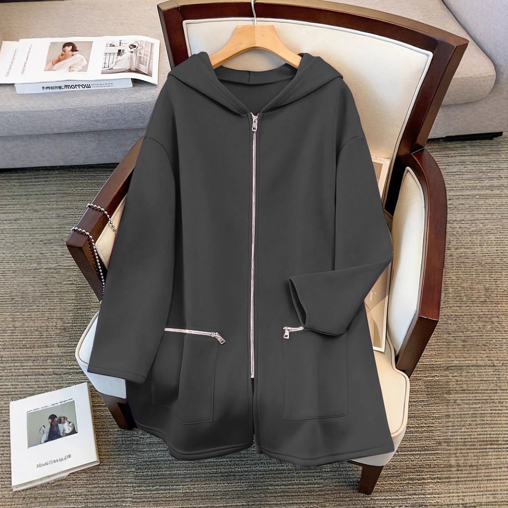 Sudadera con capucha holgada de talla grande, retro-chic, casual y deportiva para otoño e invierno