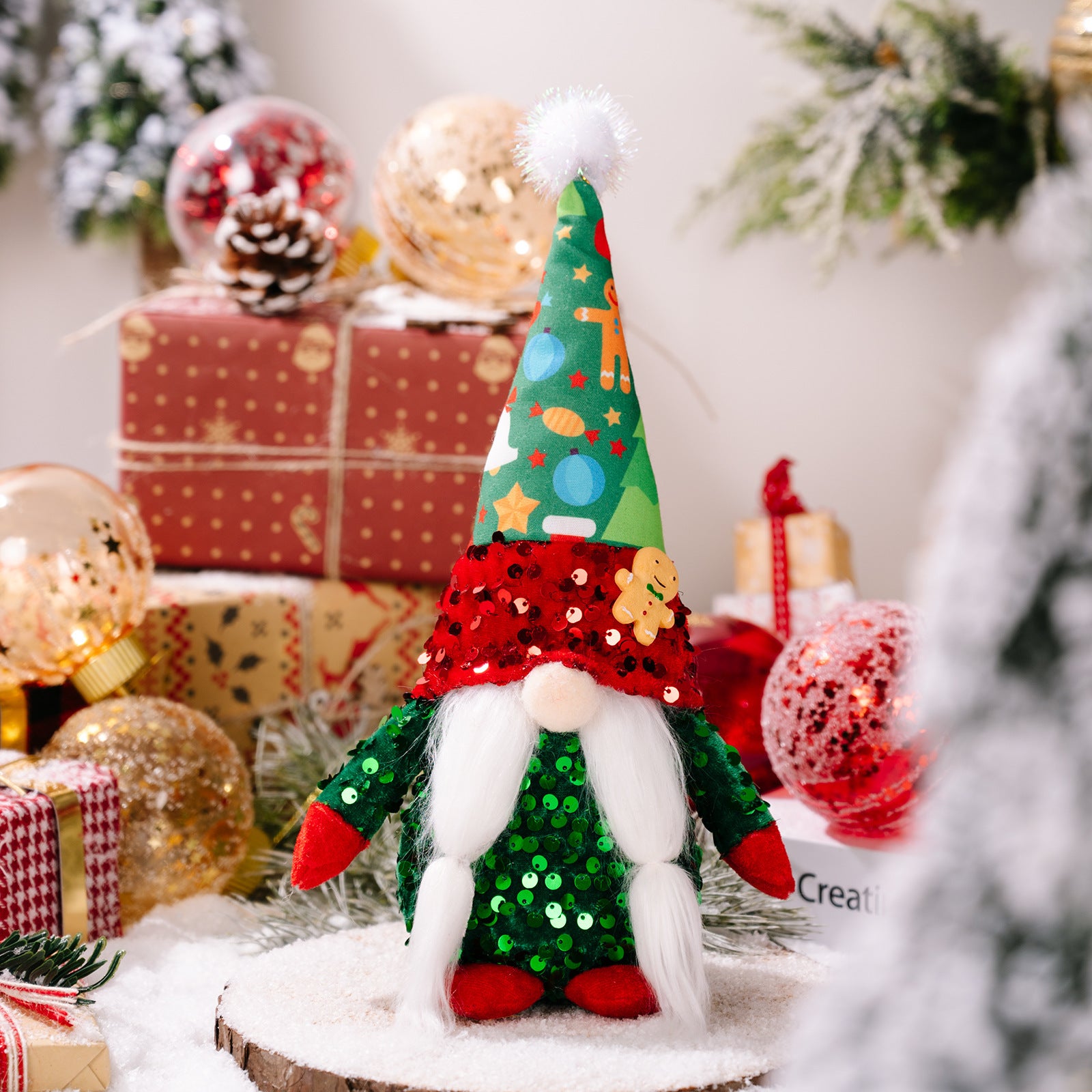 Jul Dekorativ Ansiktslös Tomteprydnad Juldekorationer