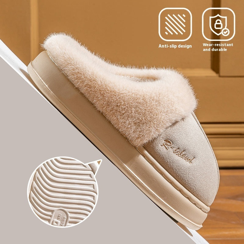 New Winter Cozy Warm Couple-Style Fluffy Slippers for Women and Men, Non-Slip Soft Indoor Slides, Ladies' Home Cotton Shoes