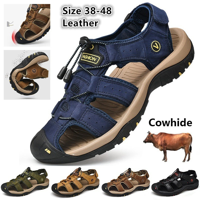 Outdoor-Herrensportsandalen aus Leder in großen Größen