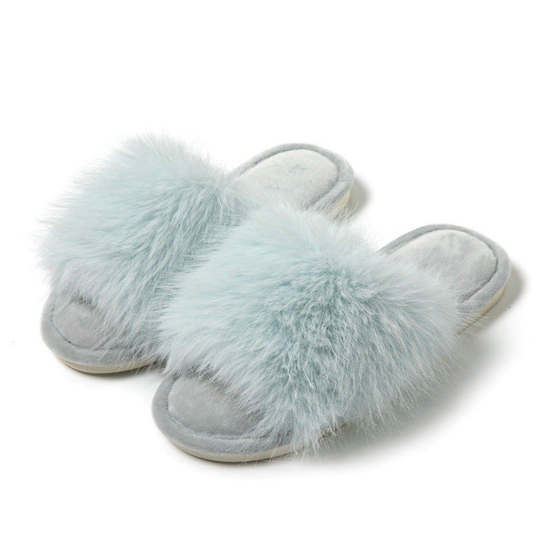 Pantuflas abiertas de algodón para mujer, afelpadas para casa