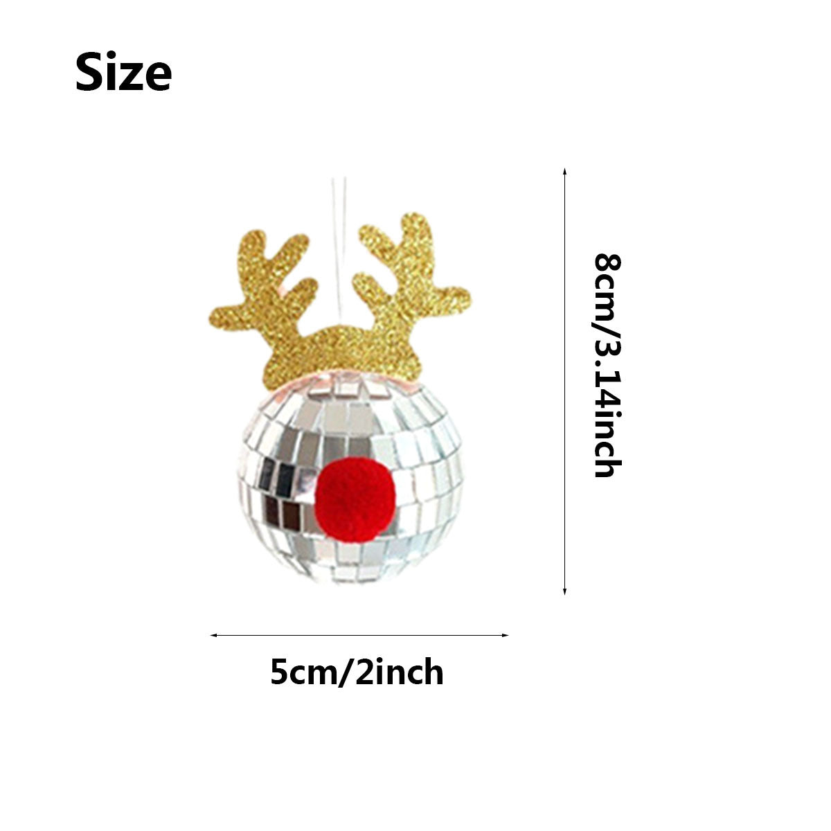 Ett set med fem glänsande julkulor i spegelboll-design