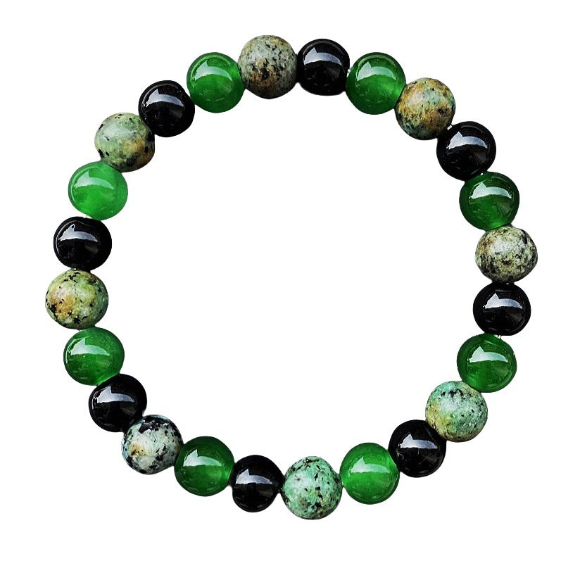Men's Casual Green Onyx Obsidian Green Crystal Bracelet