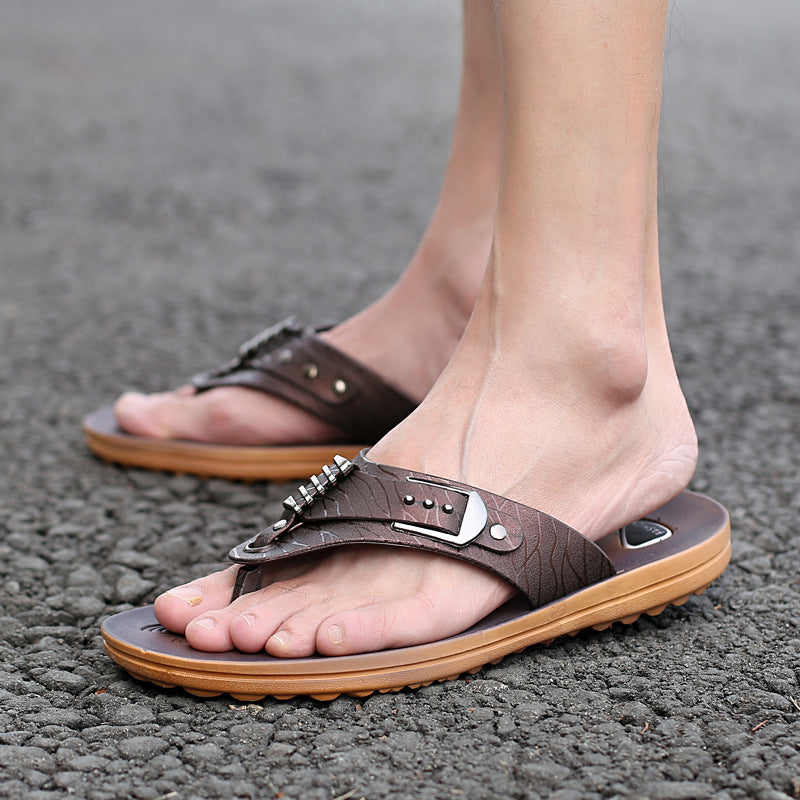 Chanclas planas de playa y sandalias para hombre
