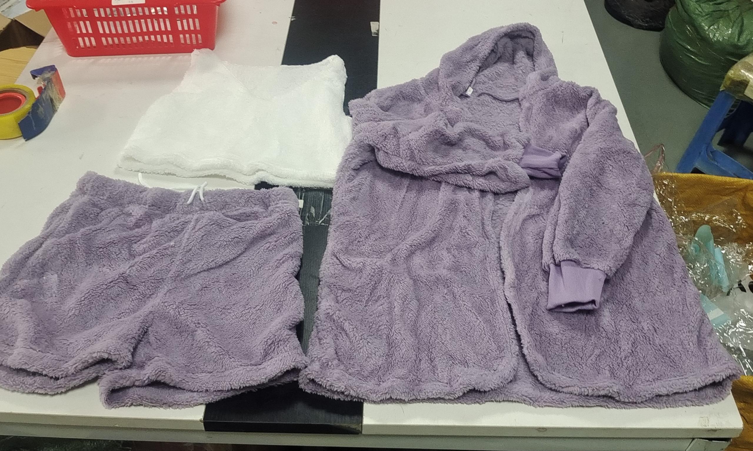 3-pack damkläder pyjamasset med långärmad topp och dragsko i shorts