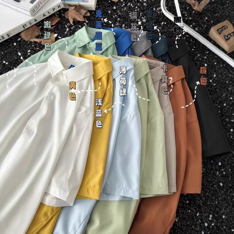 Sommerliches, dünnes, spurloses Kurzarmhemd im koreanischen Stil für Herren