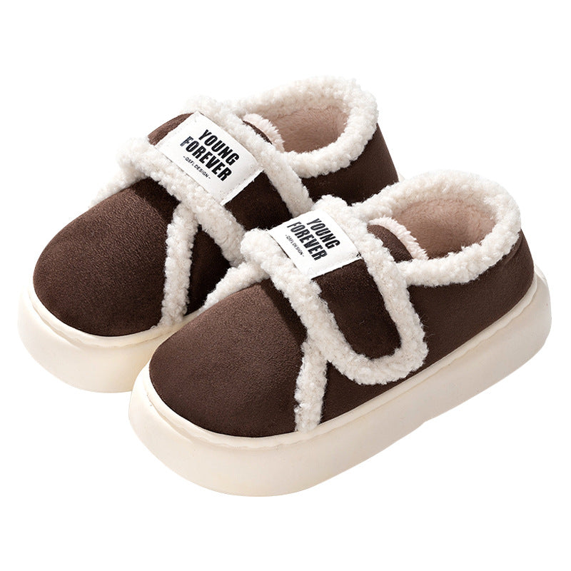 Pantuflas de algodón para mujer con talón cubierto, para otoño e invierno, antideslizantes, cálidas y forradas de felpa, para uso en interiores y hogar