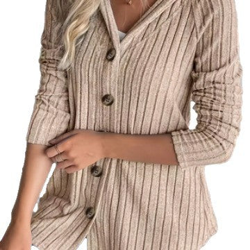 Chaqueta elegante de mujer con botones, cintura ajustable y manga larga