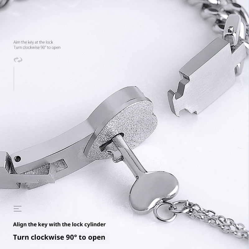 Necklace Bracelet Peach Heart Titanium Stainless Steel Interlocking