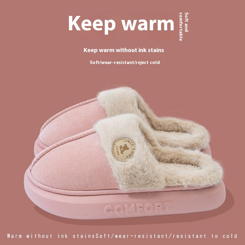 Nuevas pantuflas de felpa para mujer y hombre, cálidas para invierno, para casa, zapatos de interior de forro polar con suela gruesa