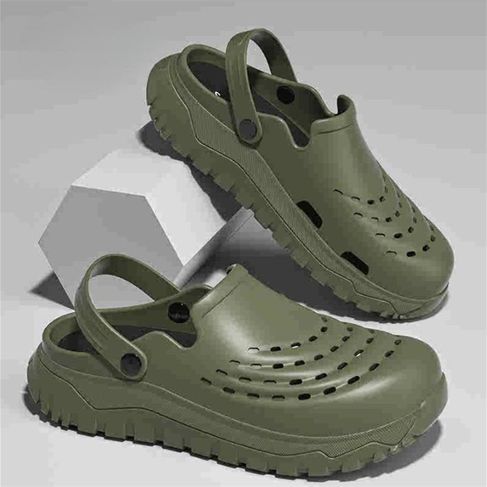 Geschlossene Outdoor-Slipper für den Sommer, Plateausohle, höhenverlängernd, rutschfest, trendige Lochschuhe für Damen und Herren