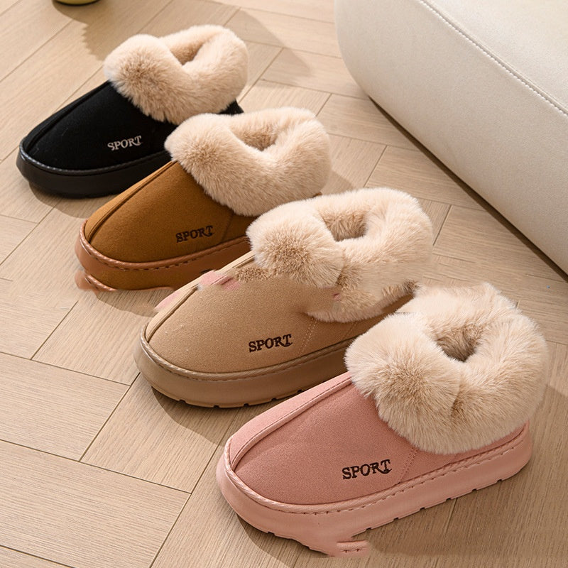 Zapatillas suaves y acogedoras de felpa para mujer, con suela plataforma antideslizante, forro de piel sintética, suela silenciosa y ajuste cómodo para uso en interiores
