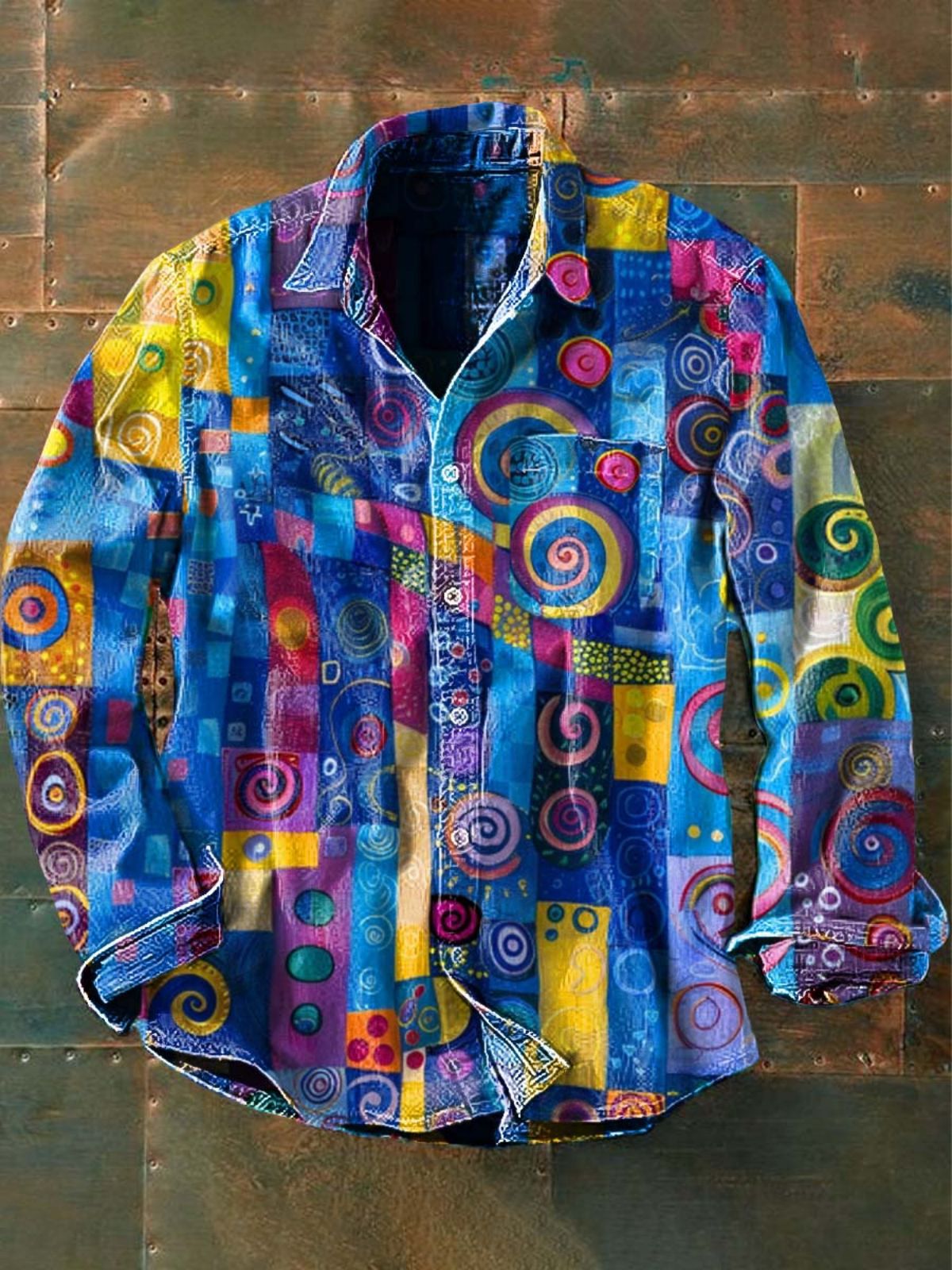 Nueva camisa retro de manga larga para hombre