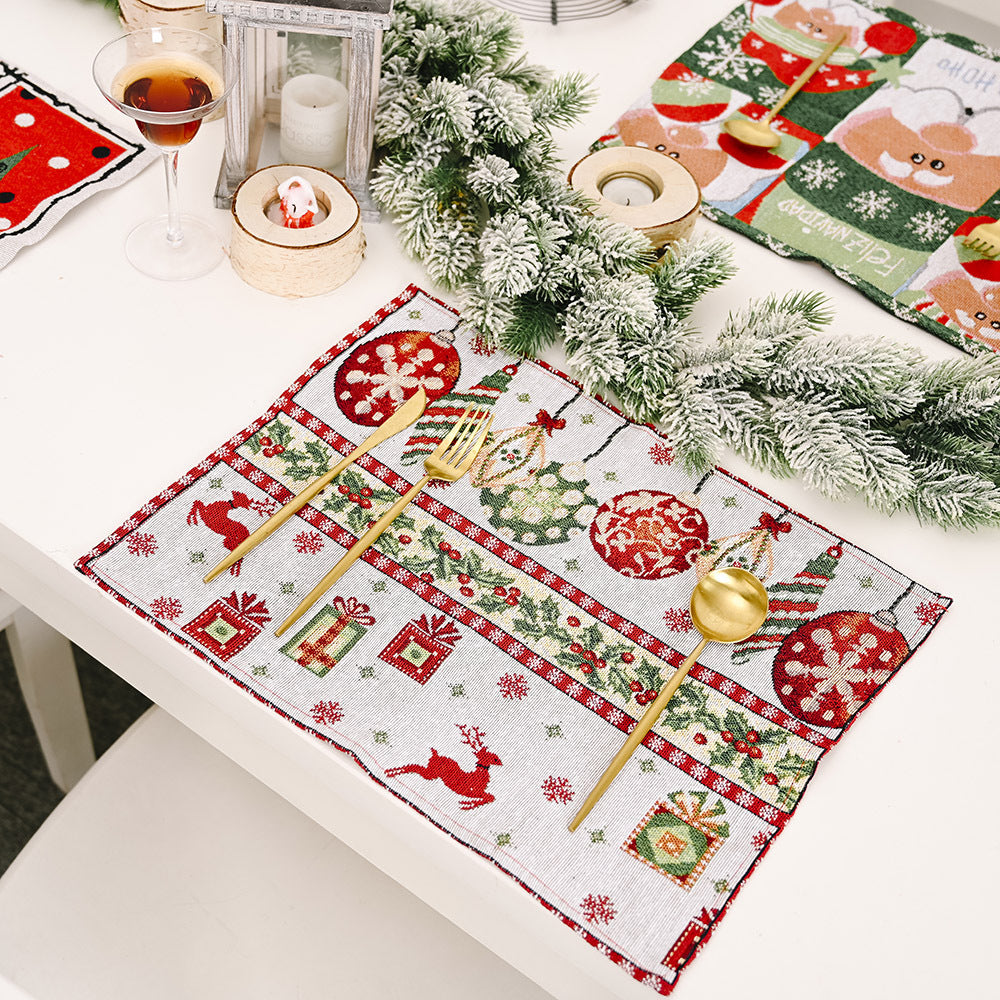 Productos de decoración navideña para el hogar Manteles individuales de tela de punto