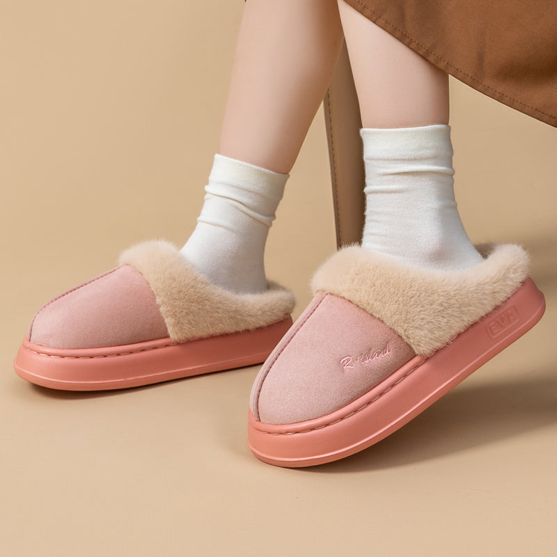 New Winter Cozy Warm Couple-Style Fluffy Slippers for Women and Men, Non-Slip Soft Indoor Slides, Ladies' Home Cotton Shoes