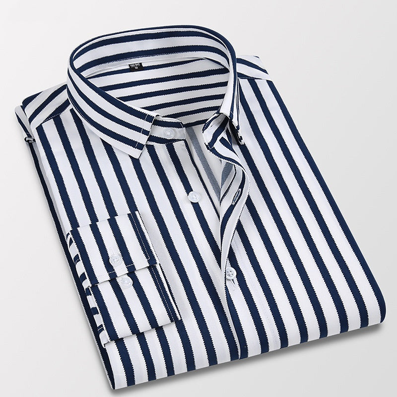 Camisa fina de manga larga para hombre, casual y entallada
