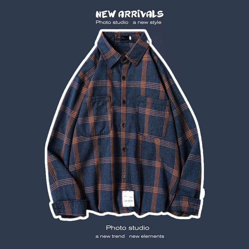 Abrigo retro de cuadros para hombre, holgado y de moda