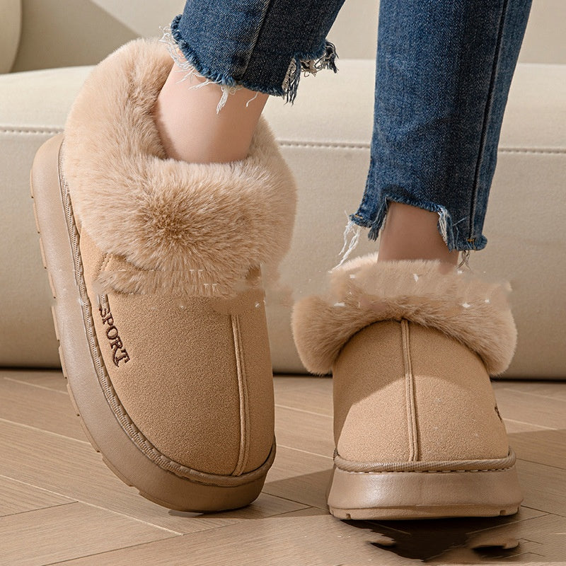 Zapatillas suaves y acogedoras de felpa para mujer, con suela plataforma antideslizante, forro de piel sintética, suela silenciosa y ajuste cómodo para uso en interiores