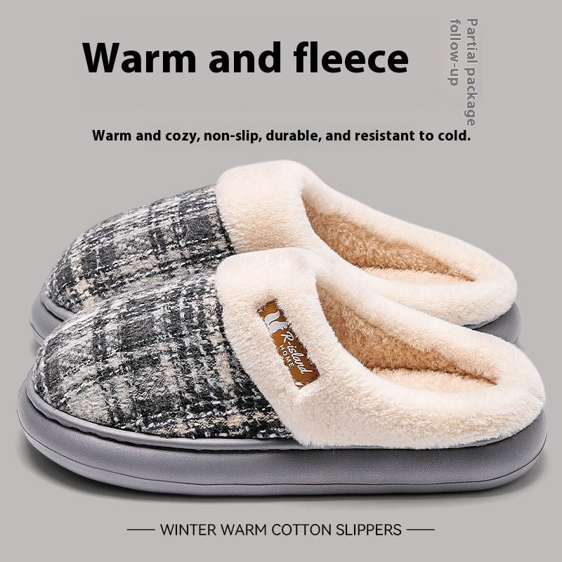 Pantuflas de algodón antideslizantes para mujer con suela gruesa
