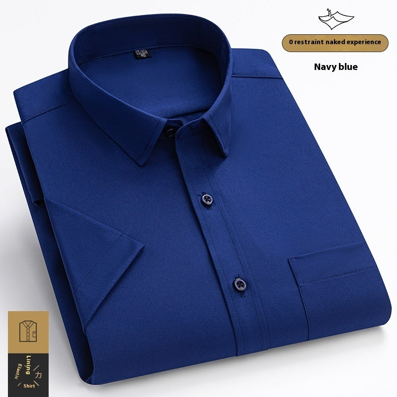 Camisa de manga corta para hombre de seda fría elástica y de moda