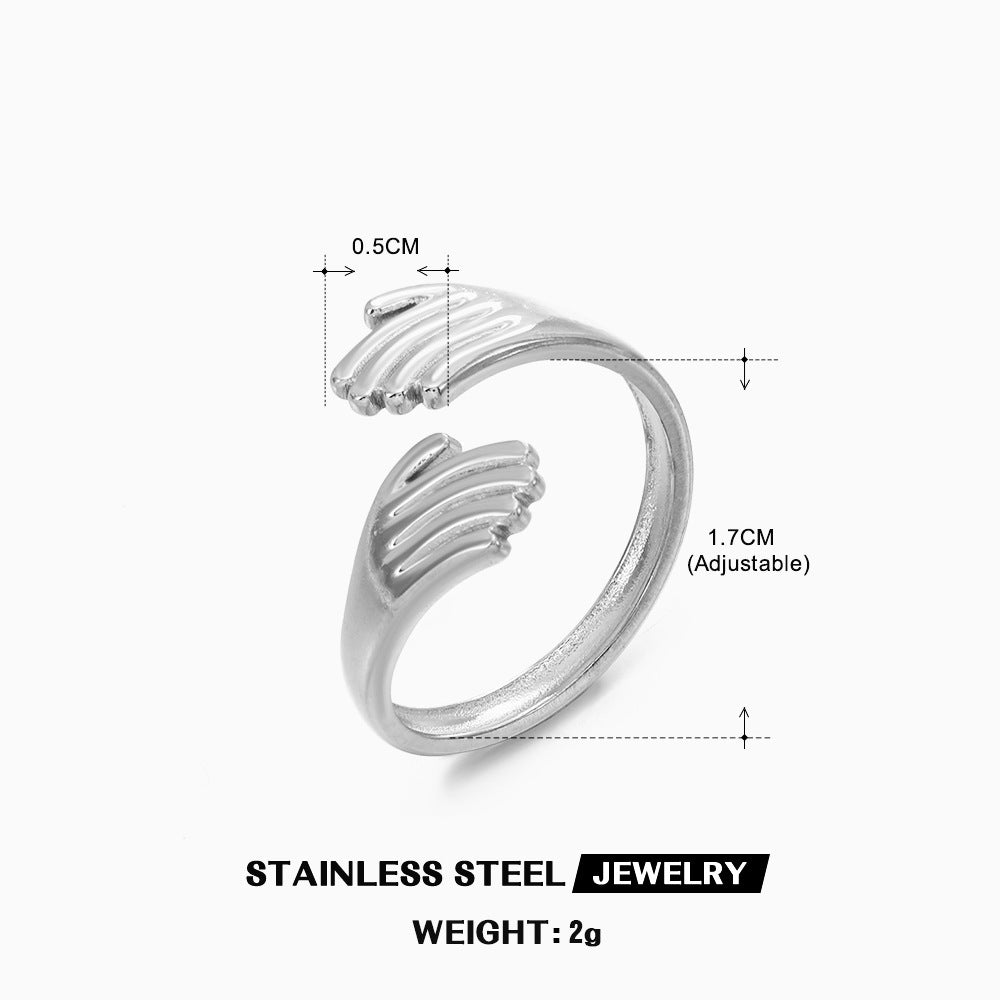 European And American Fashion Stainless Steel Hug Ring For Women