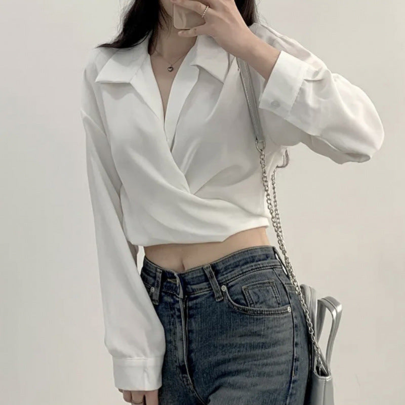 Blusa corta con lazo y abdomen al descubierto para mujer