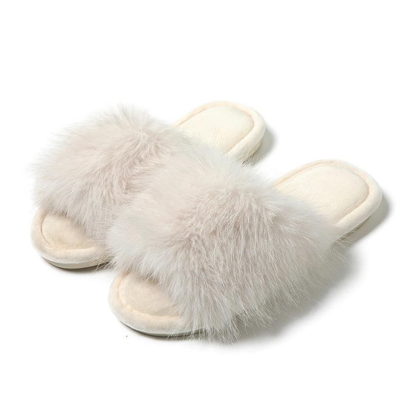 Pantuflas abiertas de algodón para mujer, afelpadas para casa