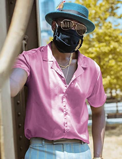 Camisa casual de manga corta para hombre, estilo disco