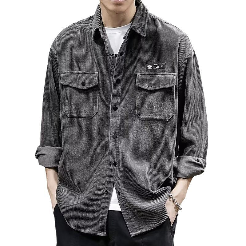 Camisa de pana para hombre, talla grande y oversize para primavera y otoño