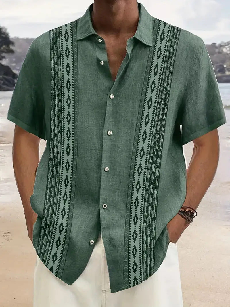 Camisa Cárdigan Estilosa con Estampado 3D de Rayas Sencillo