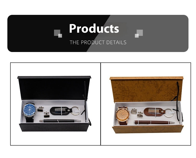 Detta fyrdelade presentset för män kombinerar modern och enkel design med praktiska accessoarer som passar både vardag och arbete.