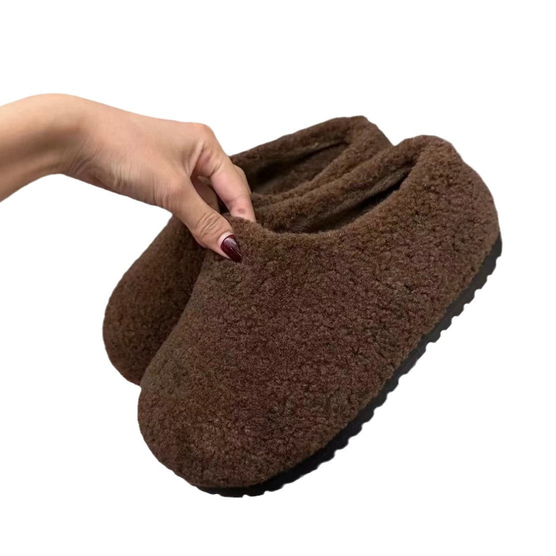 Retro-Plattform-Baumwollschuhe mit Fleecefutter für Damen, dick