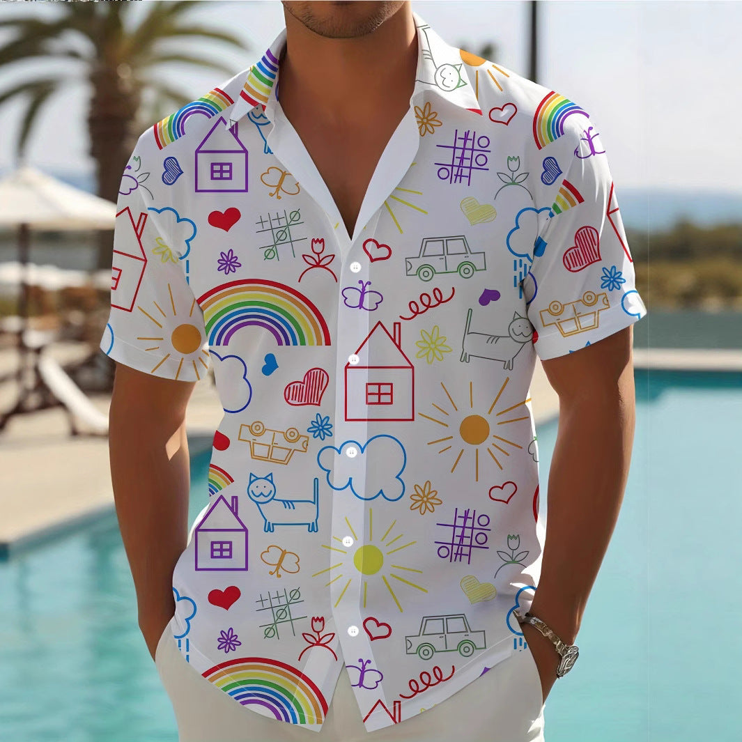 3D Printing Fashion New Flower Men's Short Sleeve Shirt